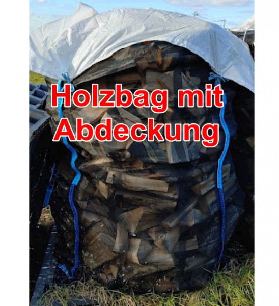 Premium Holzbag 100x100x140cm mit Abdeckung