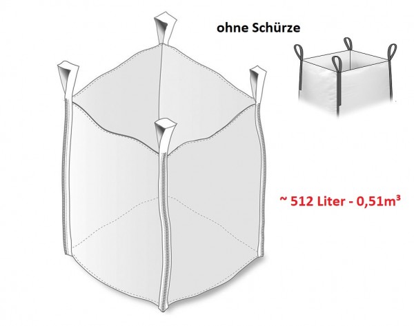 Big Bag 80 x 80 x 80 cm ohne Schürze