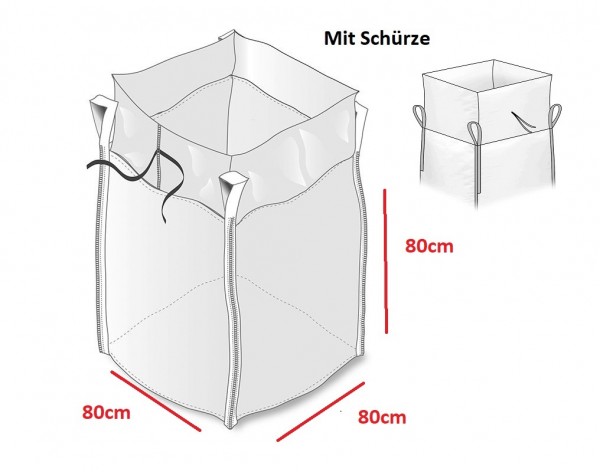 Big Bag 80 x 80 x 80 cm mit Schürze