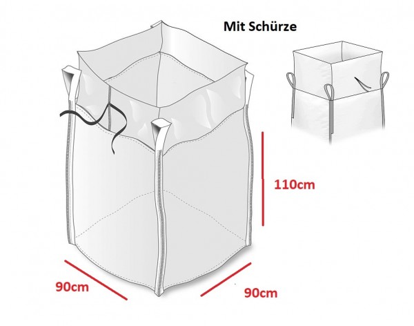 Big Bag 90 x 90 x 110 cm mit Schürze