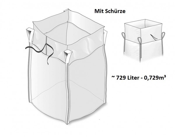 Big Bag 90 x 90 x 90 cm mit Schürze