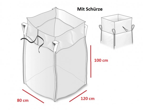 EU-Paletten Big Bag 80 x 120 x 100 mit Schürze