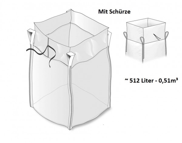 Big Bag 80 x 80 x 80 cm mit Schürze