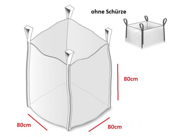 Big Bag 80 x 80 x 80 cm ohne Schürze