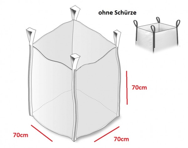Big Bag 70 x 70 x 70 cm ohne Schürze