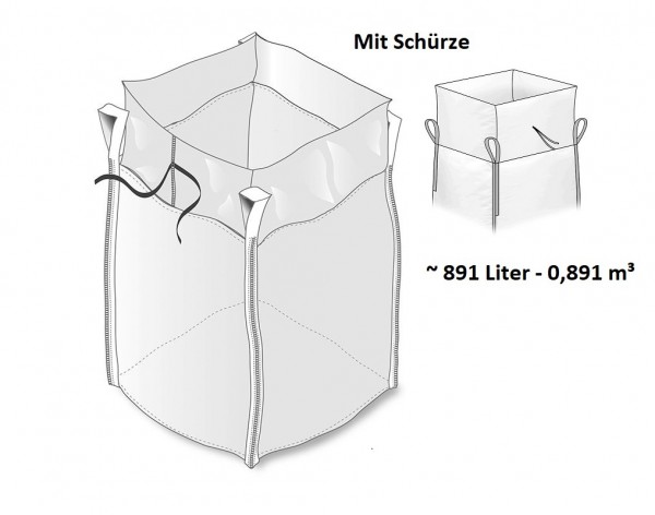 Big Bag 90 x 90 x 110 cm mit Schürze